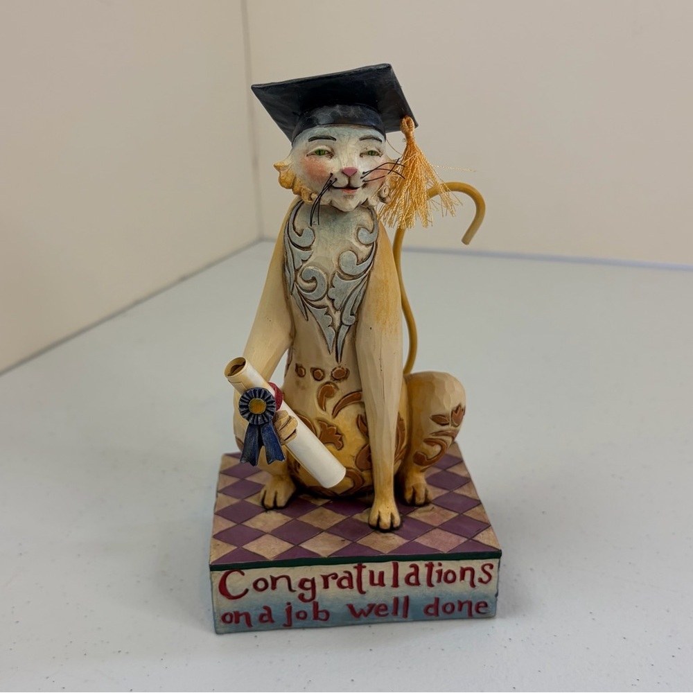 Jim Shore 2007 Your Future is Bright Graduation Cat Diploma Figurine Grad Gift
